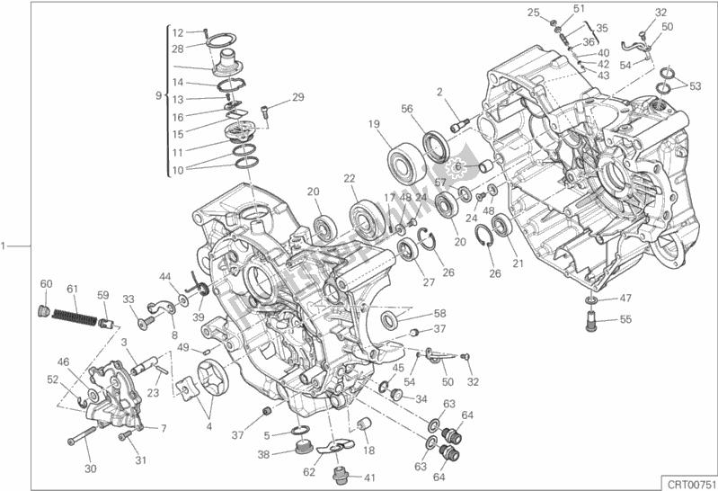 All parts for the 010 - Half-crankcases Pair of the Ducati Supersport Thailand 950 2018